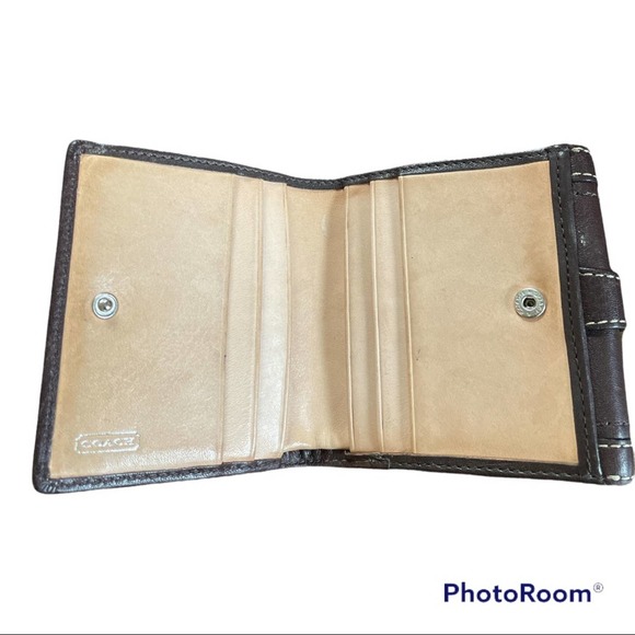 Coach Brown Silver Buckle Bifold Leather Wallet - Picture 4 of 5